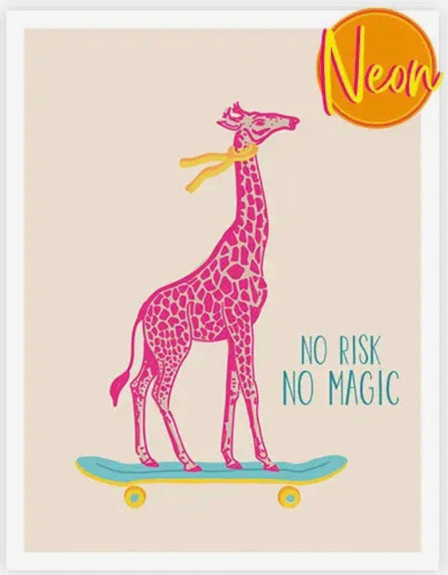 POSTKARTE GIRAFFE „NO RISK NO MAGIC“ | NEON DESIGN