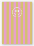 POSTKARTE SMILEY | ROSA GELB STREIFEN