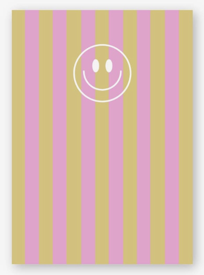 POSTKARTE SMILEY | ROSA GELB STREIFEN