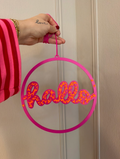 DEKO TÜRKRANZ „HALLO“ PINK MIT LEO-DESIGN